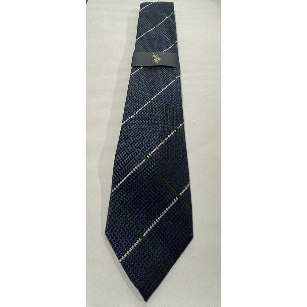 US Polo Assn / Navy White Green / Striped / 100% Silk / 3.5" x 58" NWT $40